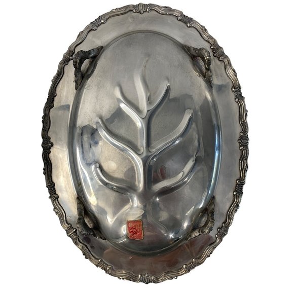 FB Rodgers Silver Co Tree of Life Spring Tray Footed Large 16 x 12" VTG 6573 - Picture 4 of 14